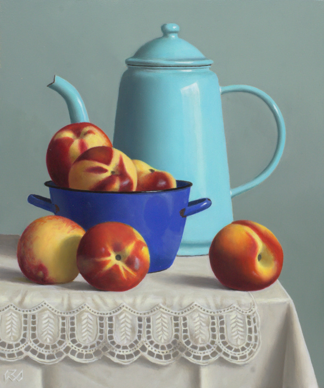 Hoofdfoto Stilleven met lichtblauwe koffiepot