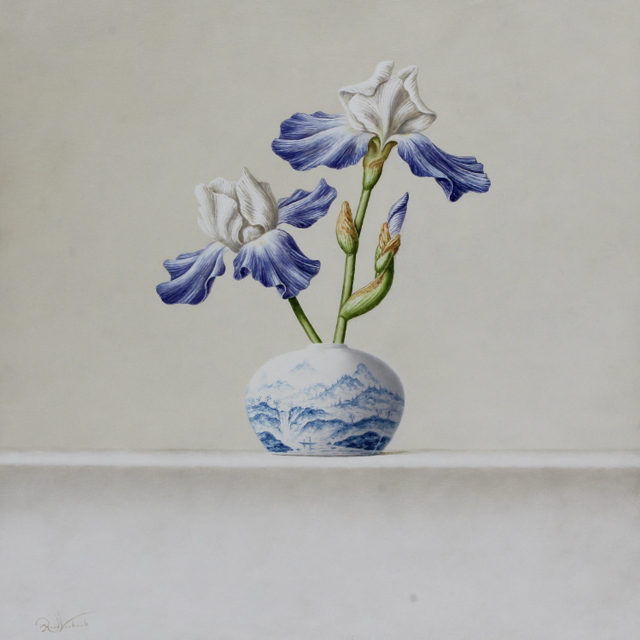 Hoofdfoto Chinees vaasje met blauwe iris