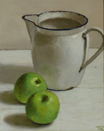 Hoofdfoto Witte kan en 2 groene appels