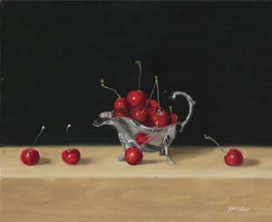 Hoofdfoto Zilveren roomkan met kersen II